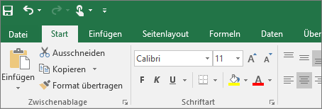 Abbildung des Menübands im farbigen Design in Excel 2016