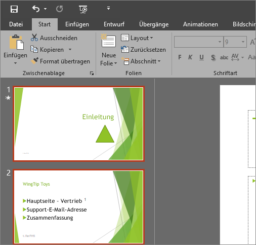 Abbildung von PowerPoint 2016 mit angewandtem Design "Dunkelgrau"
