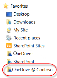 Synced OneDrive for Business folder in File Explorer's Favorites