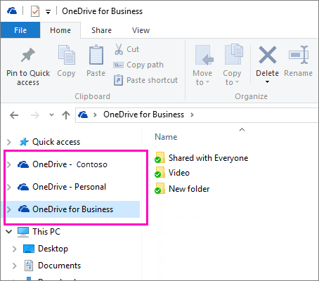 OneDrive clients in File Explorer.