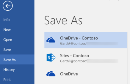 Saving a Word document to OneDrive for Business