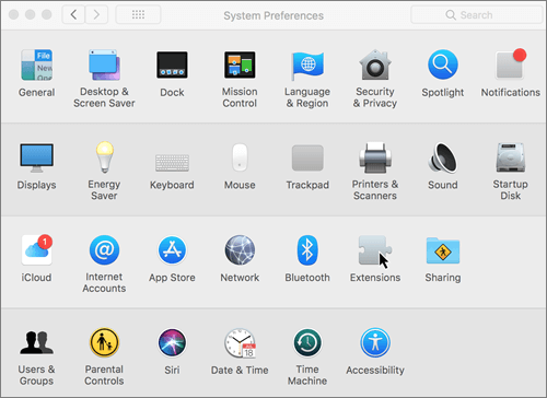 Screenshot of system preferences on a Mac