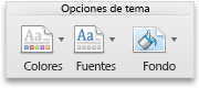 Ficha Temas, grupo Opciones de tema