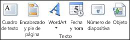 En el grupo Texto